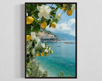 Amalfi Coast Print: Mediterranean Lemon Grove Coastal Art (Digital Download)