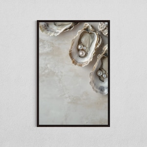 Pearl Oyster DIGITAL DOWNLOAD, Neutral Coastal Shell Print, Elegant Beach Wall Art Decor