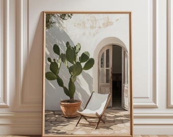 Lámina artística de cactus bohemio, decoración mediterránea, DESCARGA DIGITAL