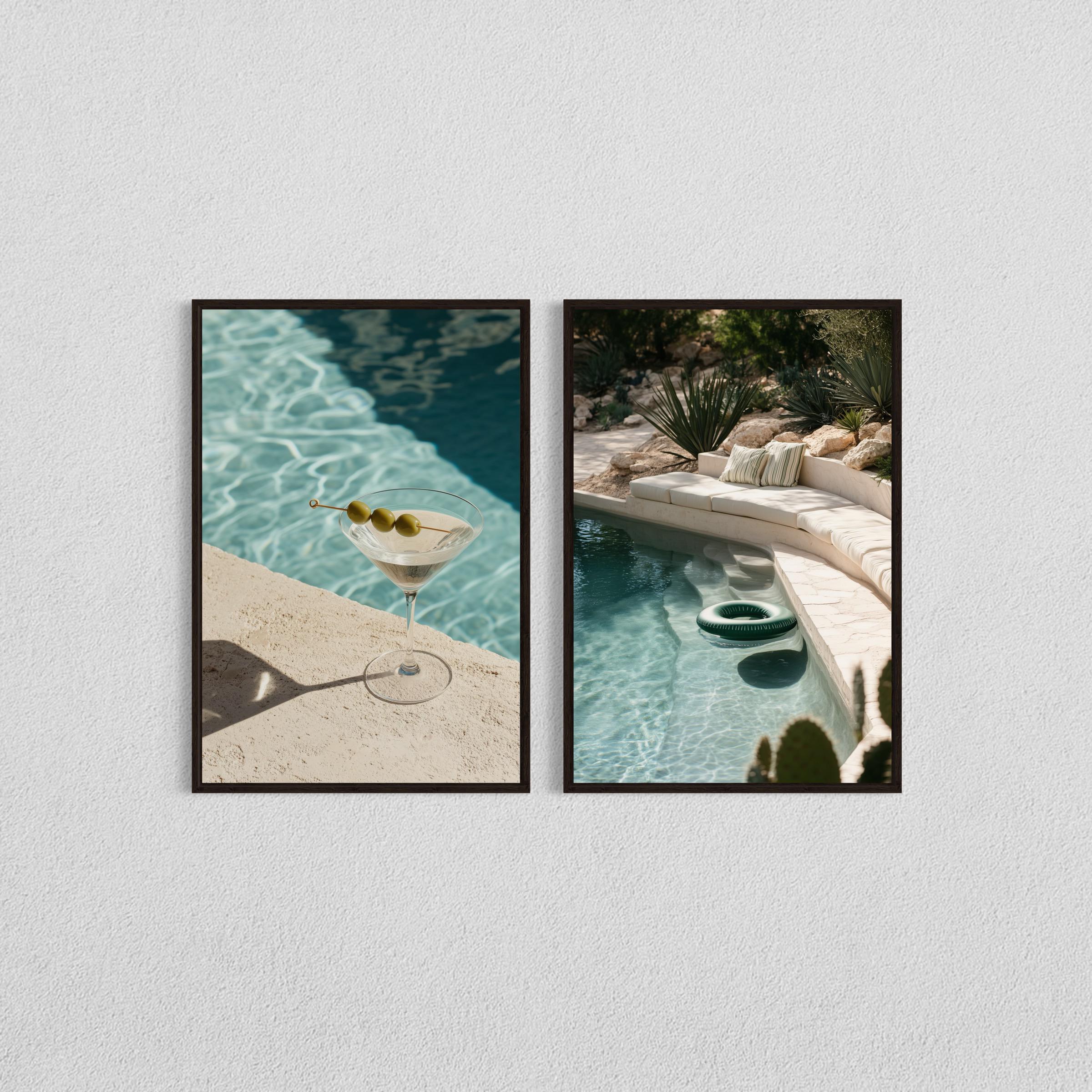 Poolside DIGITAL DOWNLOAD, Slim Aarons Style Martini Print, Chic Resort Cocktail Wall Art