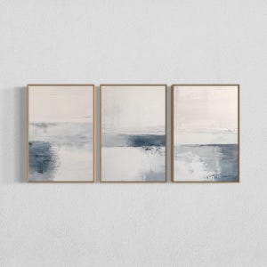Conjunto de 3 impressões abstratas azuis minimalistas, download digital de arte de parede moderna