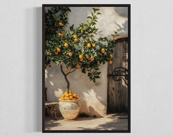 Lemon Tree Wall Art Fresh Citrus Print Botanical Kitchen Decor Minimalist Fruit Art Digital Download Bright Yellow Wall Decor Modern Lemon