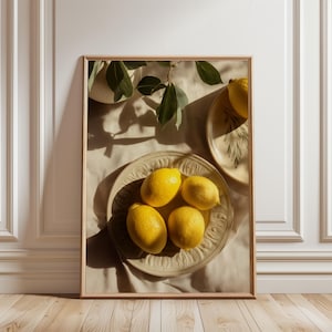 Sunny kitchen lemon art, vintage fruit wall print, DIGITAL DOWNLOAD decor