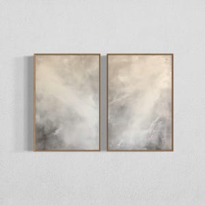 Feather Digital Download, Set of 2 Abstract Prints, Minimalist Modern Wall Art, Neutral Textured Decor