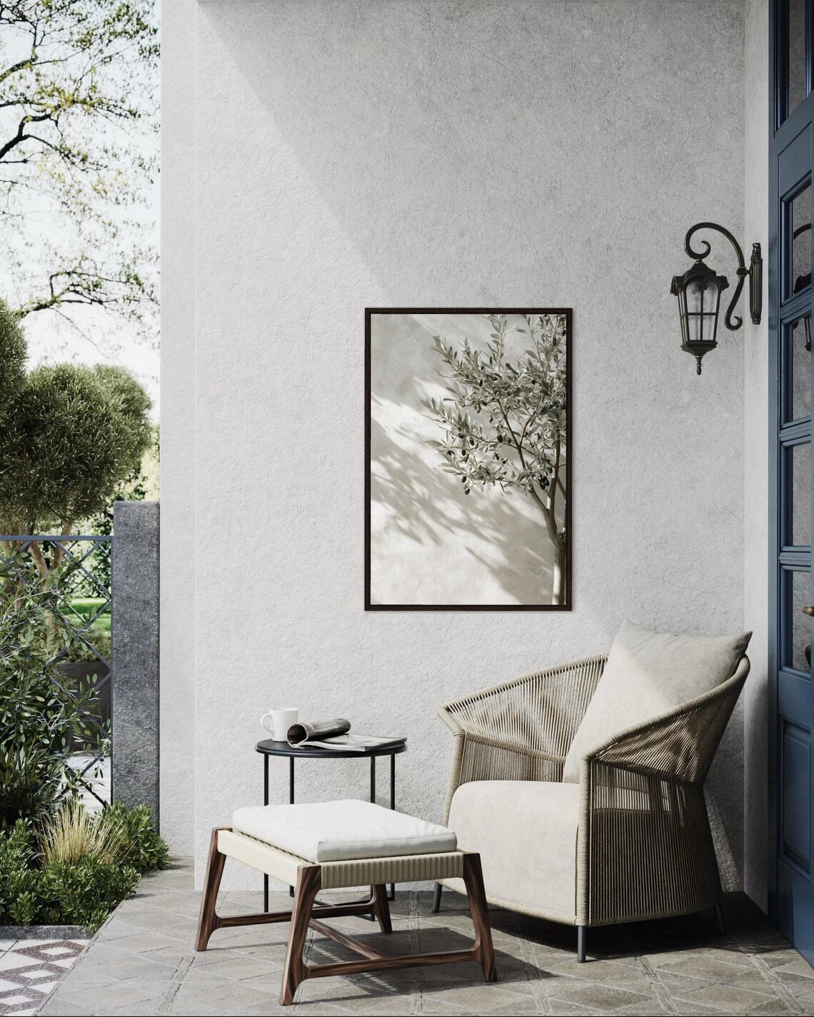 Olive Tree Shadow Print, Minimalist Mediterranean Art, Neutral Tree ...