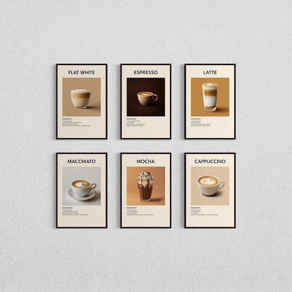 Coffee Art Prints: Minimalist Kitchen Cafe Decor, DIGITAL DOWNLOAD, AI Generated