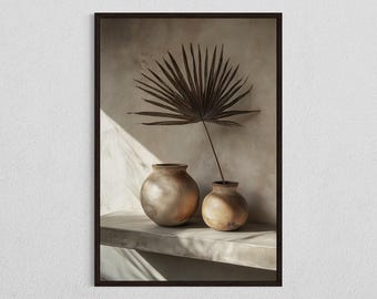 Minimalist Pottery Wall Art, Digital Download, Neutral Vase Print, Modern Clay Pottery Decor