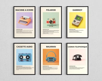 Poster retrò francese anni '80: stampa pop art vintage, DOWNLOAD DIGITALE, generato dall'intelligenza artificiale