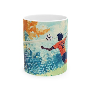 Soccer Lover&#39;s Ceramic Mug, Sports Gift for Fans, Watercolor Art Mug, 11oz/15oz, Birthday/Christmas Gift for Athletes