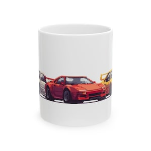 Retro Pixel Art Car Ceramic Mug - Perfect for Car Enthusiasts, Gamers & Gift Giving, Ideal for Birthdays, Holidays