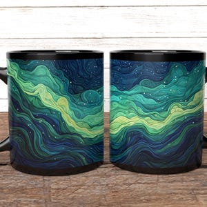 Coffee Mug, Aurora Borealis Mug, Northern Lights Ceramic Cup, Arctic Astronomer Gift, 11oz Polar Lights Winter Tea Mug, Artistic Mug, Tea