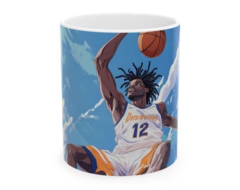 Basketball Dreamer Ceramic Mug, Sports Mug for Fans, Gift for Athletes, 11oz or 15oz, Unique Art Mug for Him/Her