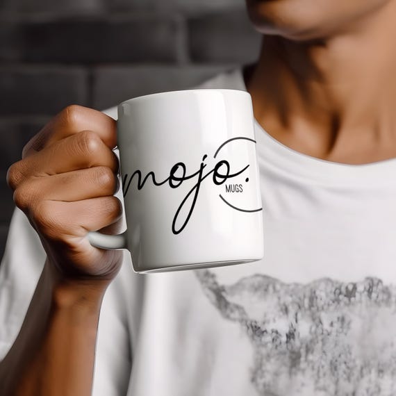 Monogram Coffee Mug  Custom Mojo Mugs Design, Personalized Ceramic Mug,  Stylish Gift for Coffee Lover, Custom Initial Mug for Him or Her