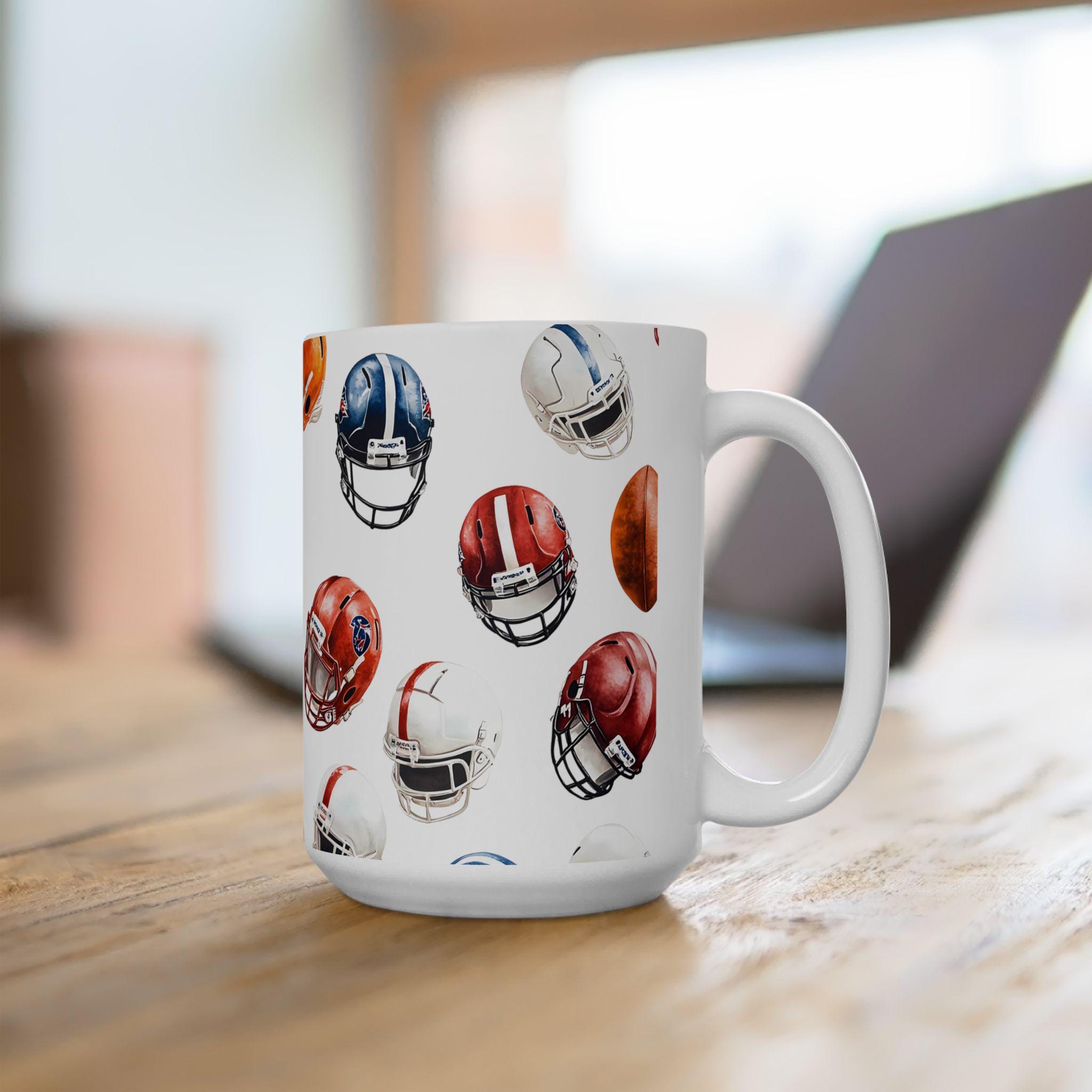 Football Helmet Mug, Sports Fan Coffee Cup, Game Day Drinkware, Athletic Gift for Him, Gridiron Gear Mug, Football Lover Gift Idea