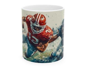 First Down Football Mug, Great Gift for Game Day, 11oz or 15oz, Perfect for Coffee or Tea, Unique Sports Decor, NFL Football