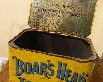 Antique Tin - Boar's Head Counter Top Tobacco Tin - Pritchard and Burton  Circa 1900
