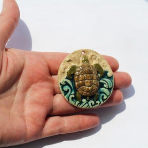 Ceramic Turtle  Pendant Sea  Handmade
