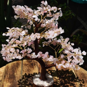 Rose Quartz Crystal Tree for Love and Harmony – 500 Chips Gemstone Bonsai Tree – Rose Quartz Healing Tree for Home Decor, Gift & Feng Shui