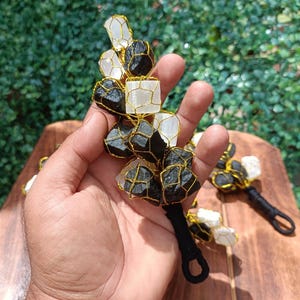 Wholesale Black Tourmaline And Selenite Door Hanger for Protection | Crystal Wall Hanging | Energy Cleansing Charm Hanging for Home & Office
