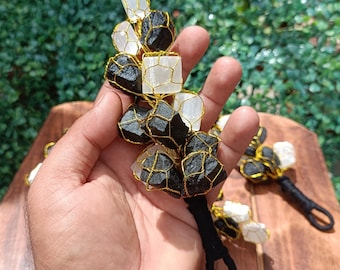 Black Tourmaline & Selenite Door Hanger: Crystal Energy Cleansing Charm
