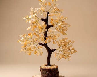 Arbre à billets fait main en cristal de citrine | Décoration Feng Shui Richesse