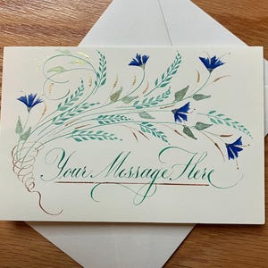 Benutzerdefinierte handgemachte Kalligraphiekarten, personalisierte Grußkarten, wählen Sie Ihre eigene Nachricht, einzigartige handgemalte Designs