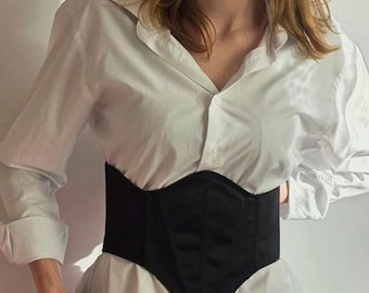 Underbust corset, black belt, satin corset belt, satin corset