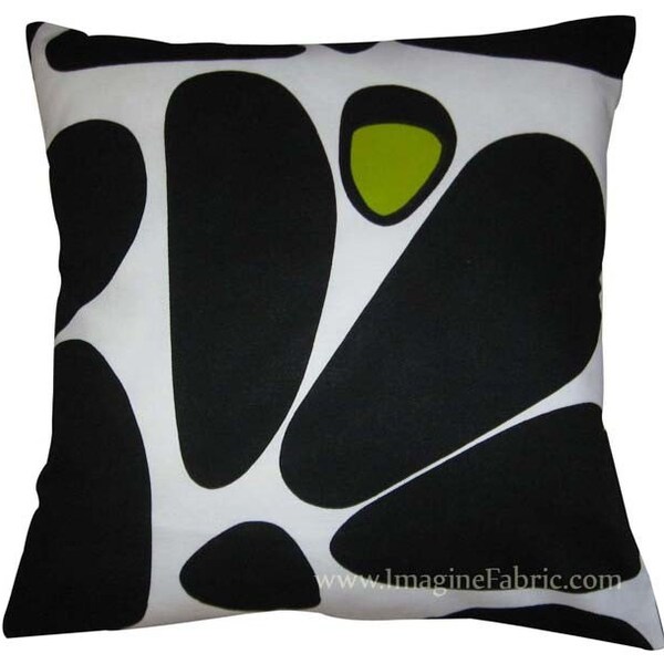 Marimekko BONBON Modern Black and White Throw Pillow Cover