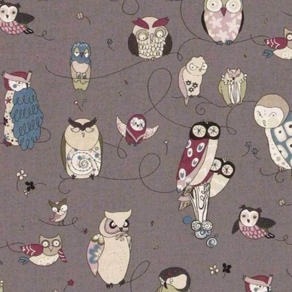 Alexander Henry Fabric - Spotted Owl Grey 1 FAT QUARTER