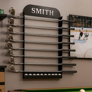 Personalized Golf Club Wall Rack, Metal Storage Organizer for Golf Clubs and Balls