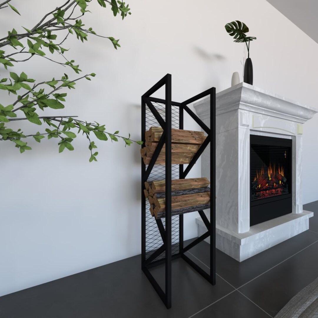 Log Rack Tower Modern Metal Firewood Rack, Indoor Log Holder, Minimalist Decor - Etsy