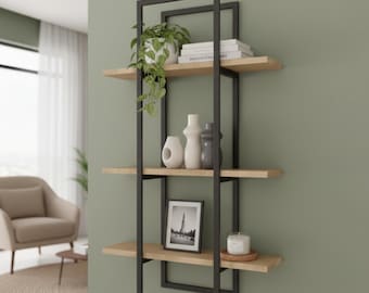 Modern Metal & Floating Shelf, Geometric Wall Storage for Home Decor
