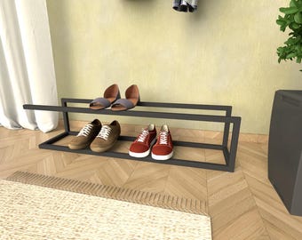 2-Tier-Schuhregal aus Metall, moderner Eingangsbereich
