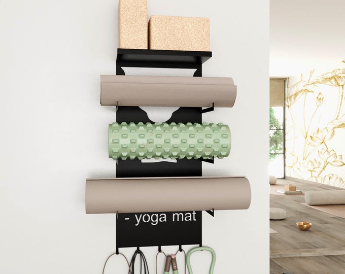 Wall Mounted Yoga Mat Holder, Metal Gym Storage Rack