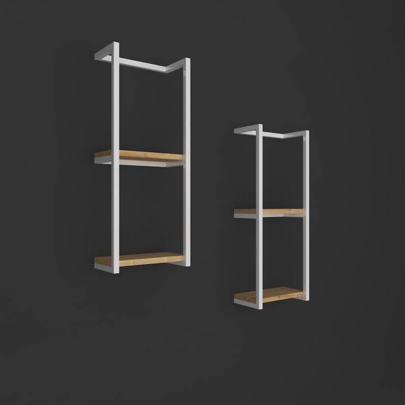 Wall Mounted Towel Holder with 2 Shelves, Metal Bathroom Storage Solution image 10