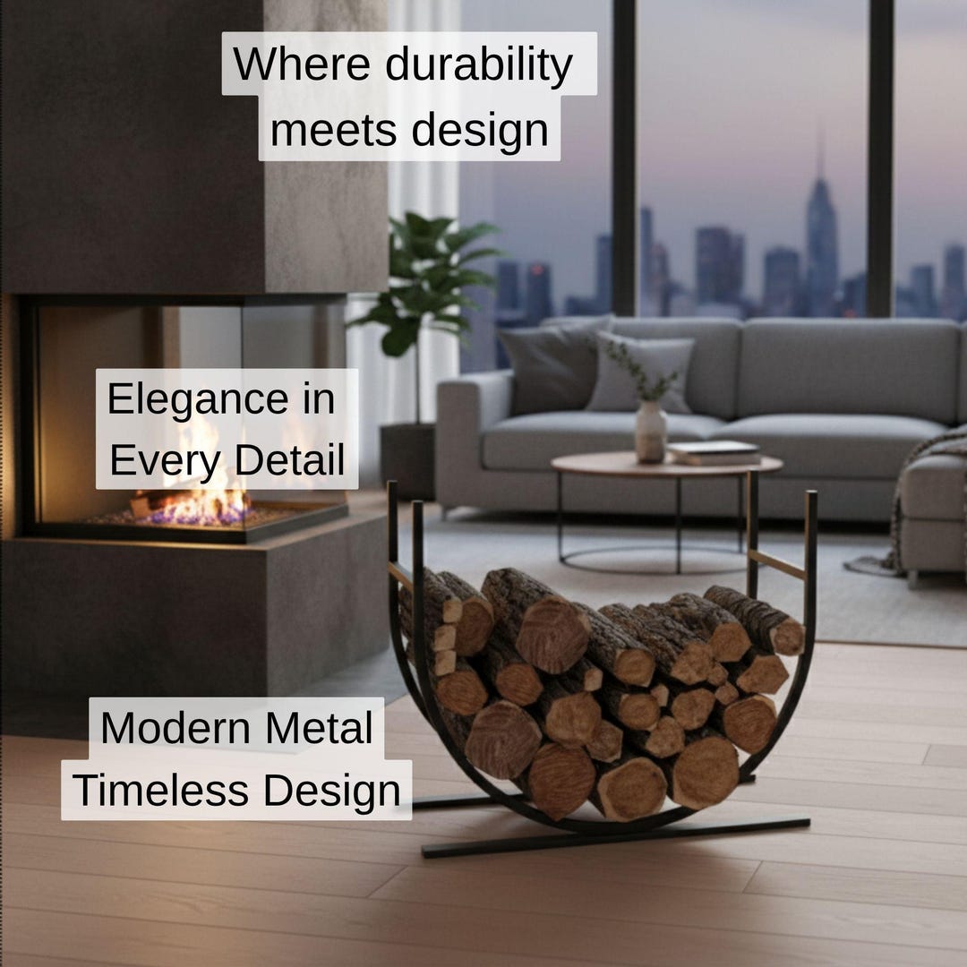 Circle Storage Rack Metal Semi-circle Firewood Rack, Chic Log Storage for Fireplace & Wood ...