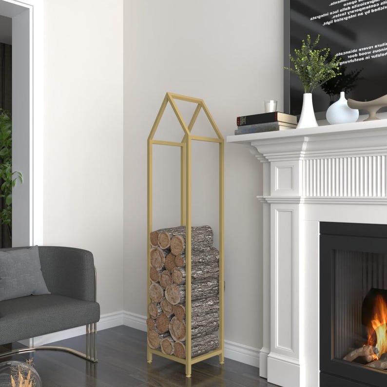 Modern Log Rack Geometric Metal Firewood Rack: Modern Log Holder - Etsy