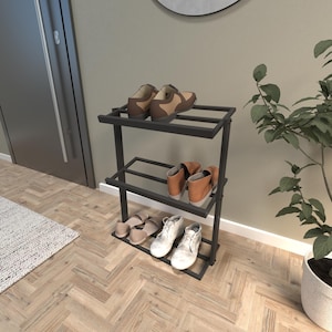 Modern 3-Tier Metal Shoe Rack, Minimalist Entryway Organizer