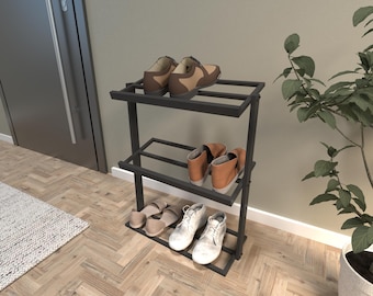 Modern 3-Tier Metal Shoe Rack, Minimalist Entryway Organizer