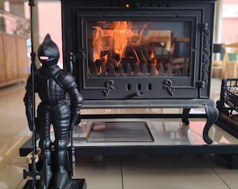Knight Fireplace Tool Set, Cast Iron Medieval Decor