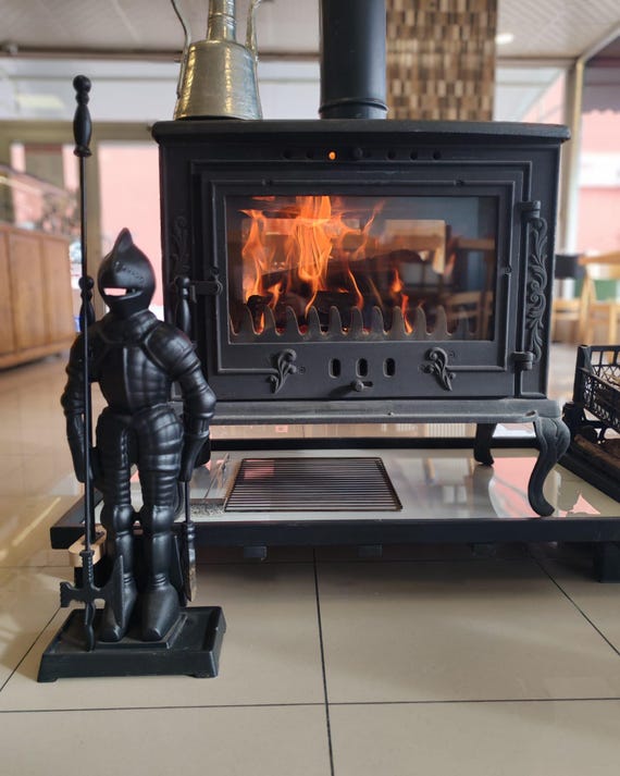 Knight Fireplace Tool Set, Cast Iron Medieval Decor