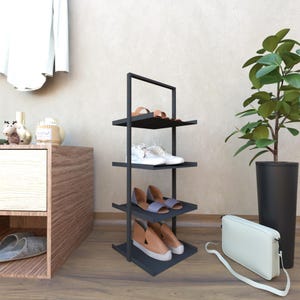 Minimalist Metal 4-Tier Shoe Rack, Freestanding Entryway Organizer