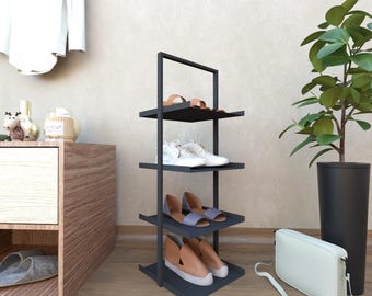 Minimalist Metal 4-Tier Shoe Rack, Freestanding Entryway Organizer