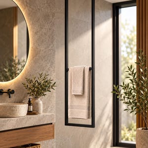 Modern Ceiling Mounted Towel Rack, Hanging Towel Bar, Vertical Bathroom Organizer