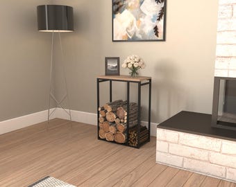 Minimalist Metal Log Rack, Compact Firewood Storage