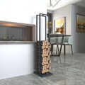 Modern Metal Log Holder, Tall Freestanding Indoor Firewood Rack for Minimalist Decor