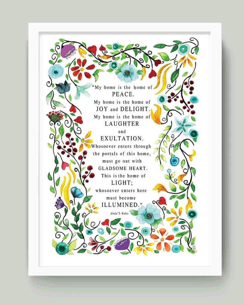 DIGITAL :Bahai Quote My home is the home of peace. | Etsy