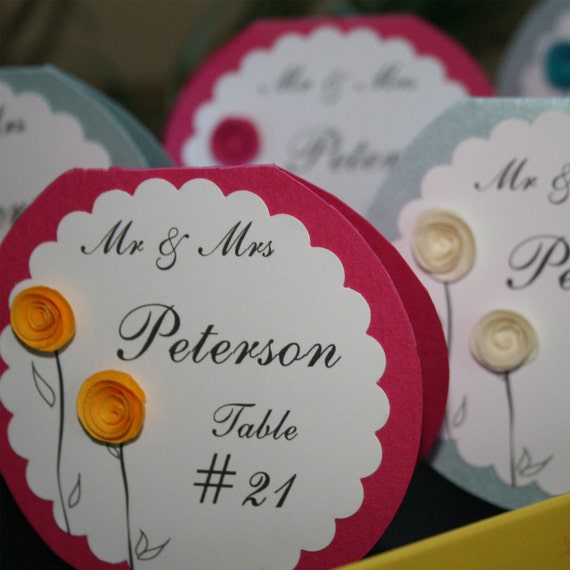 items similar to wedding escort cards with paper flowers