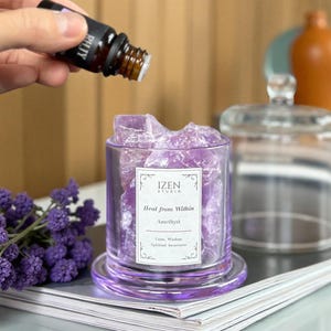 Amethyst Kristall Diffusor für ätherisches Öl: Aromatherapie Geschenk, Raumduft Dekor, Edelstein für spirituelles Wohlbefinden