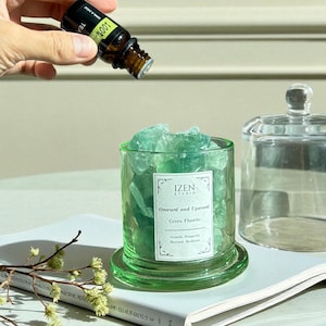 Voorjaarsuitverkoop! Verspreider van etherische olie van groene fluorietkristal: groei, voorspoed: huisgeur, edelsteen